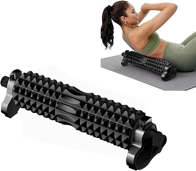 Foam Roller with Detachable Stand, 18” Deep Tissue Massage Roller, 3-Level Height Adjustable Support, Beginner-Friendly Design for Home Workout & Muscle Recovery - Black