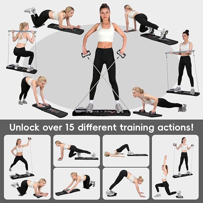 Pilates Board, Foldable Pilates Reformer for Home, Multifunctional Abdominal Trainer, Pilates Machine for Home Workout, Non Slip Lightweight Core Trainer for Plank Crunch Push Up
