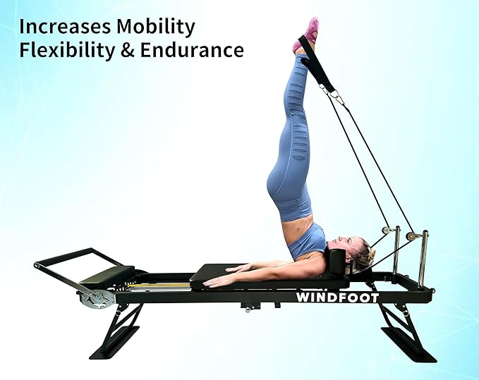 Pilates Reformer Machine Equipment with Springs & Cords for Home Workout, Foldable Pilates Equipment with Jump Board for All Level Users
