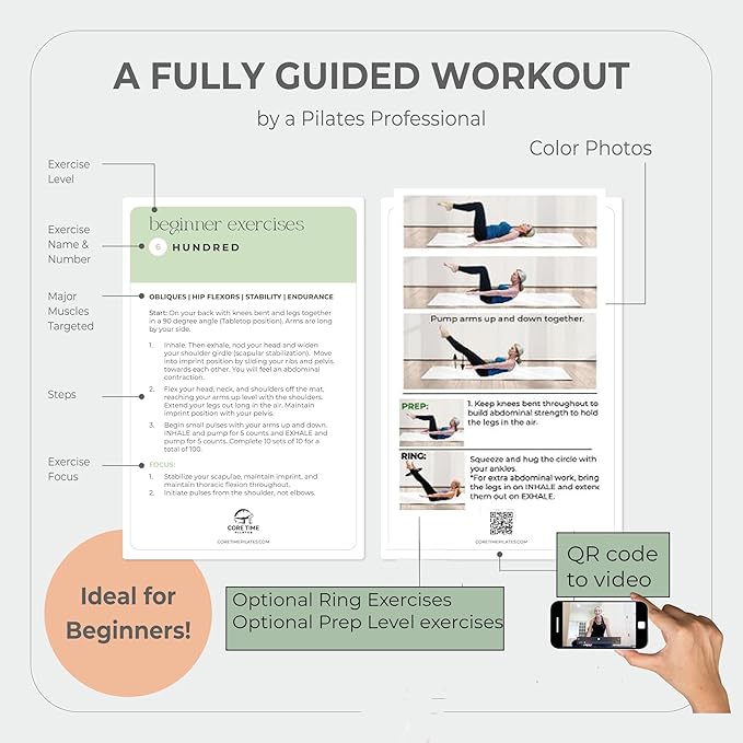 Pilates Ring Set- Pilates Workout Cards, Pilate Ring, and Resistance Band Set.