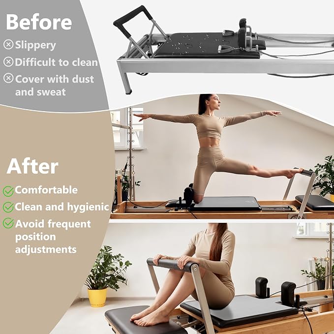 Non-Slip Pilates Reformer Mat, 2mm Thick Pilates Reformer Machine Cover Mat, 39" x 24" Foldable Washable Absorb Sweat Accessory for Home, Studio, Gym Fitness
