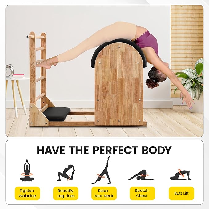 Pilates Ladder Barrel Ladder Barrel Pilates Barrel Vintage Spine Corrector Barrel Pilates for Home Gym Body Balance, Core Strengthening and Stretching