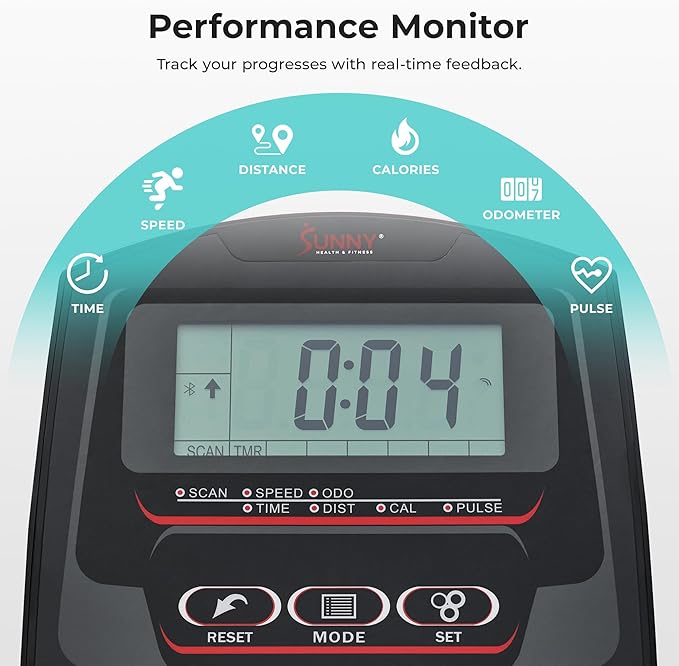 Sunny Health & Fitness Elliptical Machine with Extended Stride, Ultra Quiet 300 lbs Capacity Cross Training Cardio Fully Body Exercise for Home, Sunny Fit App Access, Optional 12" or 16" Stride Length