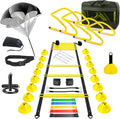 Agility Training Equipment, Football Training Equipment Includes 20FT Agility Ladder,4 Adjustable Agility Hurdles, 12 Football Cones, Parachute, for Training Soccer Basketball Athletes