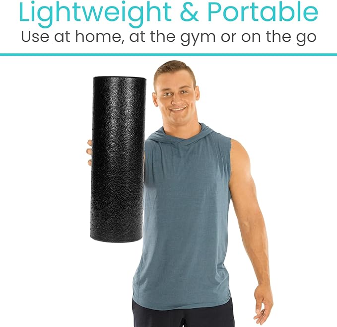 Vive High Density Foam Roller (18 inch) - Large Foam Roller for Exercise, Physical Therapy, Yoga, Pilates, Stretching - Pain Relief Massager for Trigger Point, Deep Muscle Massage, Myofascial Release