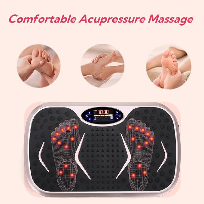 TLSUNNY Vibration Plate,3D Shake Board,Power Workout Platform,Full Body Shaping,Weight-Loss Exercise Machine for Lymphatic Drainage,W/2 Resistance Bands, Acupressure Foot Pedal&Remote Control