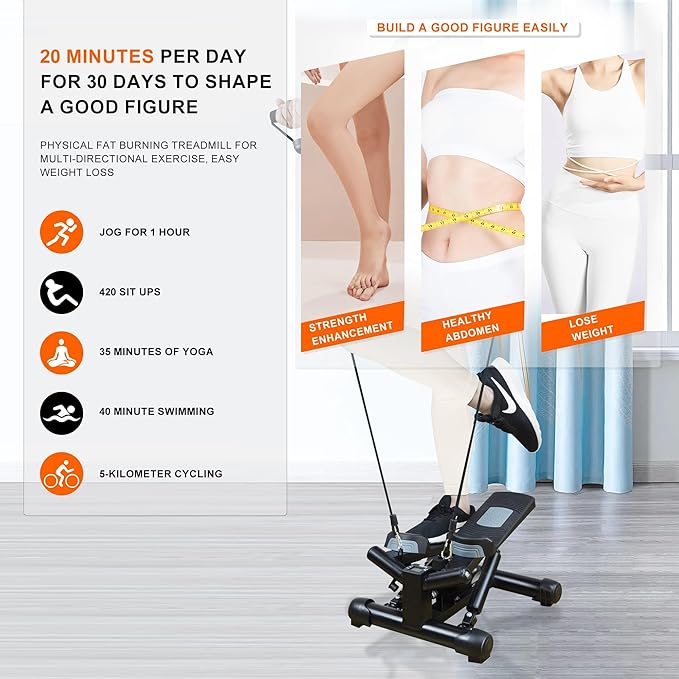 Exercise Stepper with Resistance Bands & Digital Monitor Stair Exercise,Twist Mini Steppers with Max 330LBS Loading Bearing Portable Home Exercise Equipment