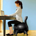 Office Balance Ball Chair, Stability Posture Ball Chair for Sitting at Desk/Restless Legs Relief Adults - with Wheels/Back/Foot Pump, Ergonomic Exercise Ball Chair Stand