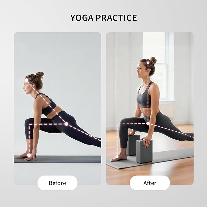 PROIRON Yoga Blocks, 2 Pack Supportive High Density Premium Eva Foam, Soft Non-Slip Surface with Curved Edges Stretch Blocks For Yoga, Pilates, Stretching