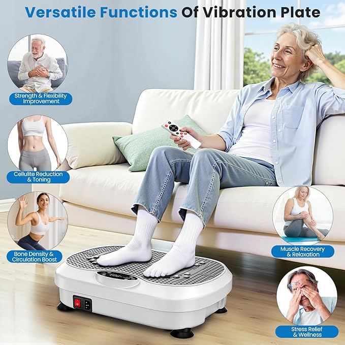 Vibration Plate Exercise Machine for Lymphatic Drainage with 200 Levels, Whole Body Fitness Workout Equipment Stand Shake Board Sport Gym for Weight Loss Fat Burner for Women Men