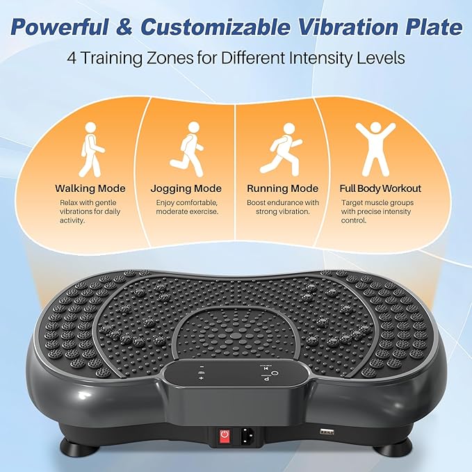 Bigzzia Vibration Plate Exercise Machine for Weight Loss – 100-Speed Platform with Remote & Resistance Bands, 450 lbs Capacity – Quiet Full Body Workout for Lymphatic Drainage at Home