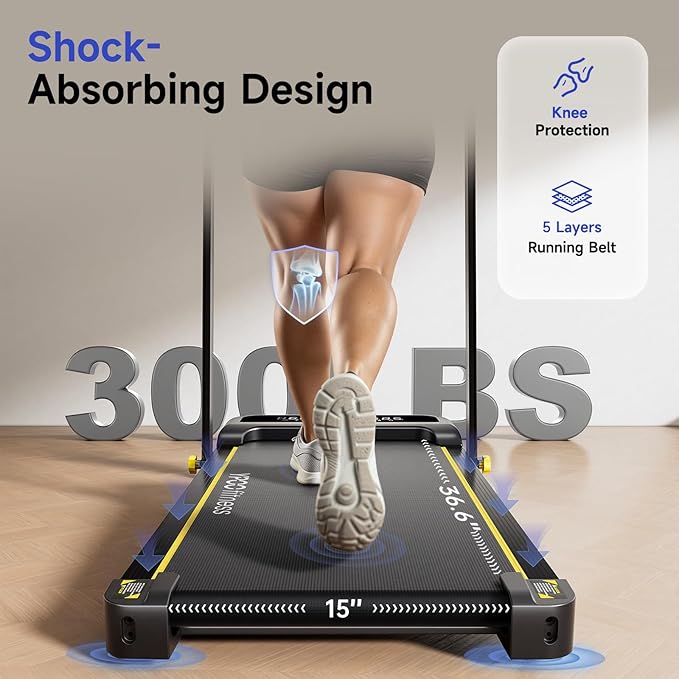 Foldable Treadmill with Incline, Walking Pad with Handle Bar 3 Level Incline, Portable Folding Treadmills for Home/Office 300 Lbs Capacity, Quiet Desk Treadmill with Remote Control & APP