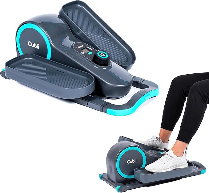 Cubii GO Under Desk Elliptical Bike, Portable Low Impact Leg Exerciser for Home and Office | Compact Exercise Machine with 10 Resistance Levels, LCD Display & App Tracking