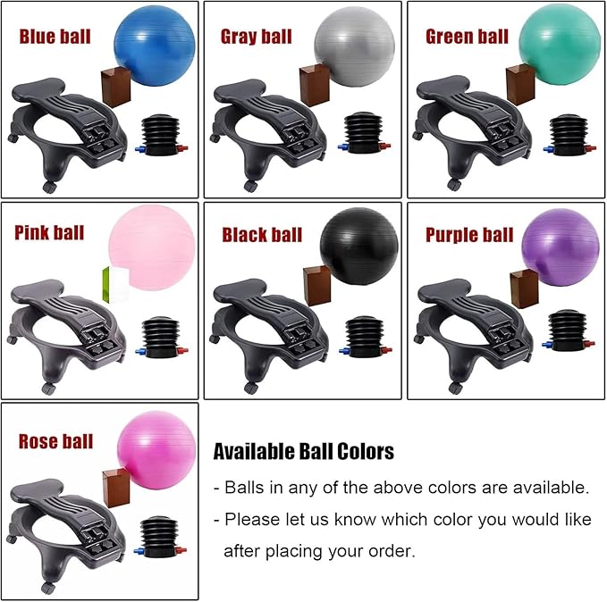 Blue Yoga Ball Chair, Ergonomic Comfort/Stability Balance Ball Chair for Home Office, Exercise Ball Chair with Wheels ＆ Back Support