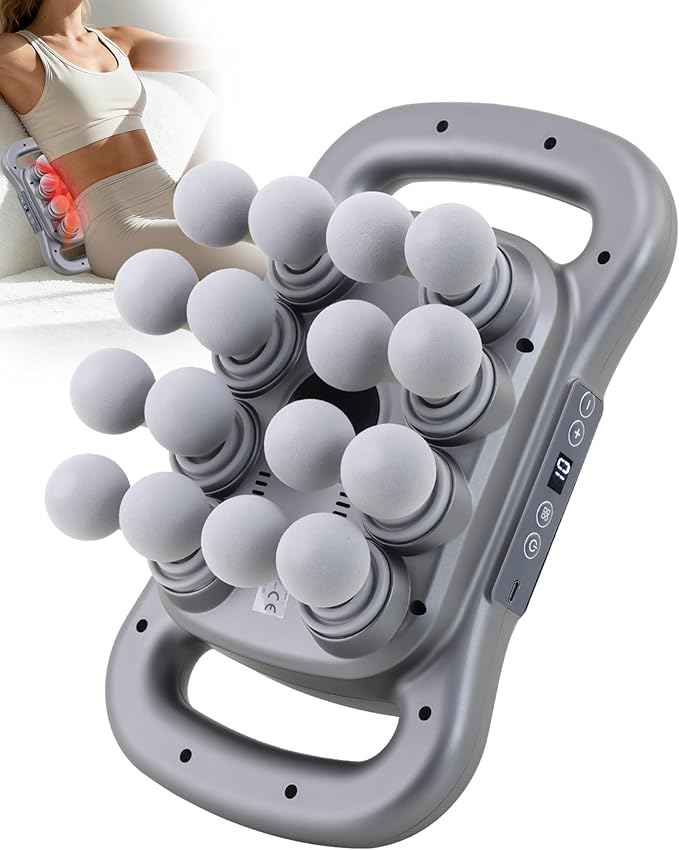 16-Head Massage Gun, Deep Tissue Percussion Massager with 9 Modes & 9 Intensities, 2600mAh Battery Back Bassager for Pain Relief Deep Tissue for Muscle Pain Relief in Back, Legs, Shoulders