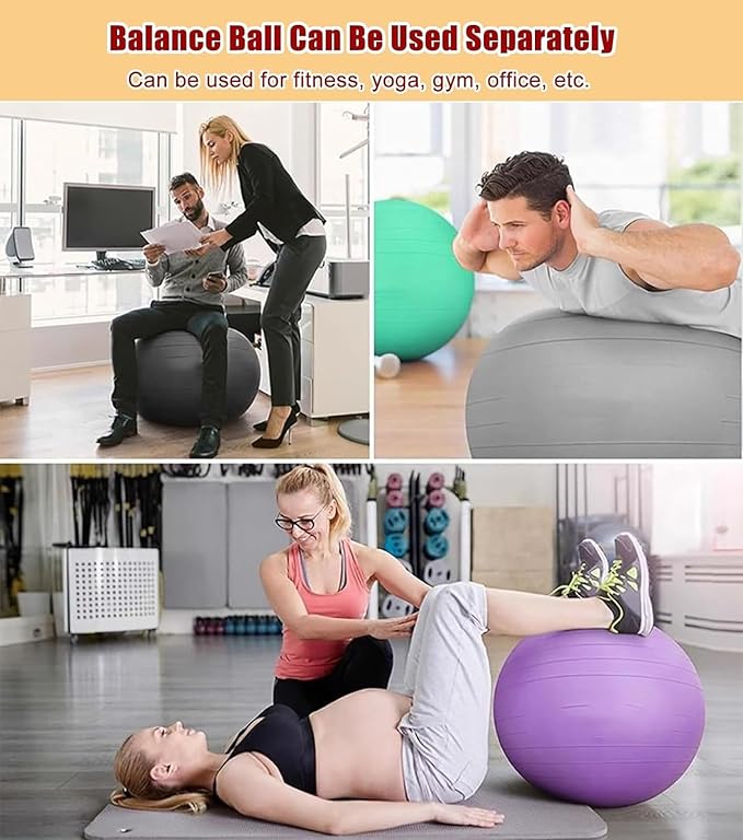 Ball Chair Stability,Office Fitness Ball Chair,Exercise Yoga Ball Chair,Ergonomic Balance Ball Posture Chair,for Back Pain Relief (Grey)