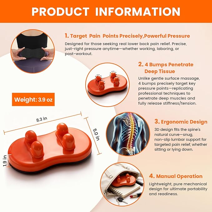 Manual Deep Tissue Muscle Massager, Myofascial Release & Trigger Point Massage Tool for Neck, Shoulder, Back, Pelvis & Full Body, Pain Relief, Stretching & Portable, Ideal Gift