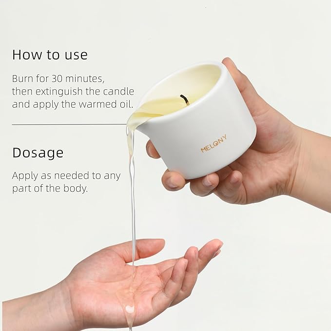 MELONY Massage Candle | Gentle Softening for Nourished, Hydrated, Balanced Skin (Amber Vanilla 130 g / 4.5 oz)