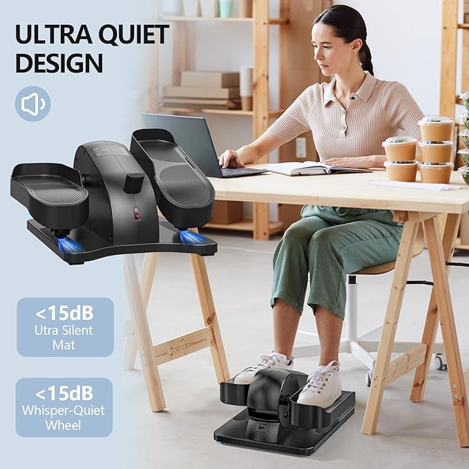 Under Desk Elliptical Machine for Senior Mini Elliptical Leg Exerciser with Remote Quiet Portable Electric Seated Foot Pedal Exerciser for Home Office