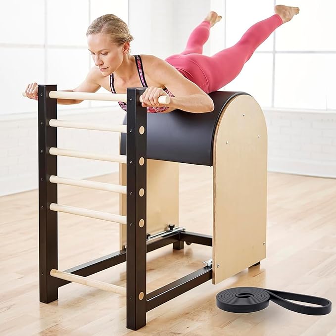 Pilates Barrel Equipment, Wooden Pilates Ladder Exercise for Home Workout, Professional Yoga Fitness Gym Strength, Body Stretch and Flexibility Use Black
