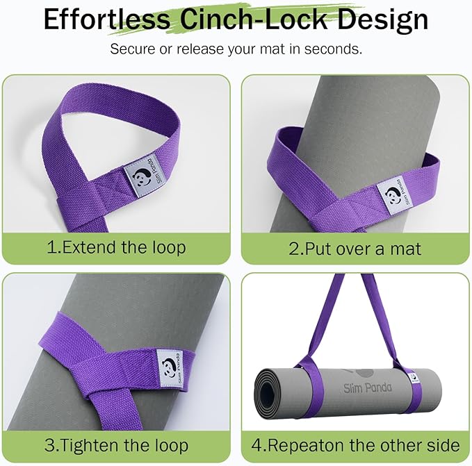 Slim Panda Yoga Mat Straps for Carrying, Adjustable Yoga Mat Carrier Sling Fits All Mats(Mat Not Included)