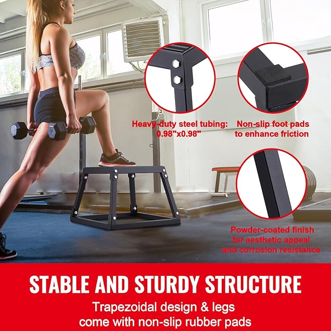 Happybuy 12" Plyometric Jump Box, Steel Plyo Box, Anti-Slip Fitness Platform, Jumping Agility Box for Home Gym Training, Conditioning, Strength Training, Black