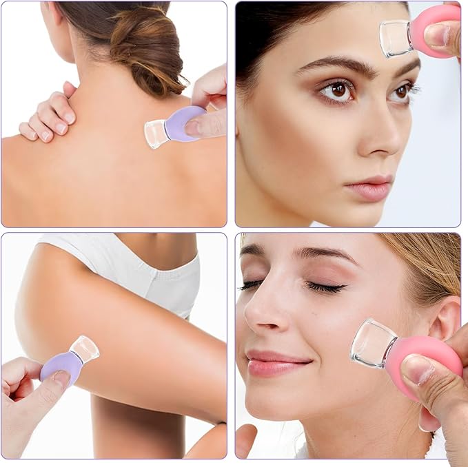 4Pcs Facial Cupping Therapy Set, Silicone Face Cupping Kit for Massage, Anti Cellulite Cup Massage Tool Vacuum Suction Cup for Eye Face Vacuum Massager