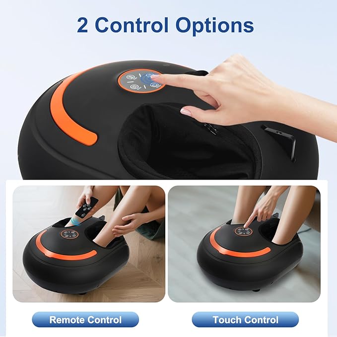 Shiatsu Foot Massager, Electric Feet Massage Machine, Deep Kneading Relief for Plantar Fasciitis, Air Compression, 3 Heat Levels, Relax for Home Office Use, for Women Mom Dad Black