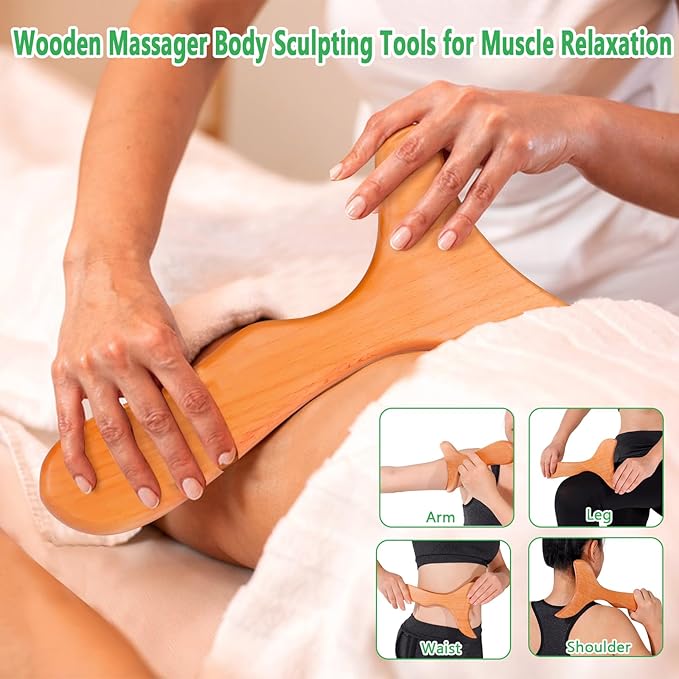 5Pcs Wood Therapy Massage Tools Lymphatic Drainage Massager Maderoterapia Kit Wooden Masager Body Sculpting Tools for Relax Muscles Body Shaping