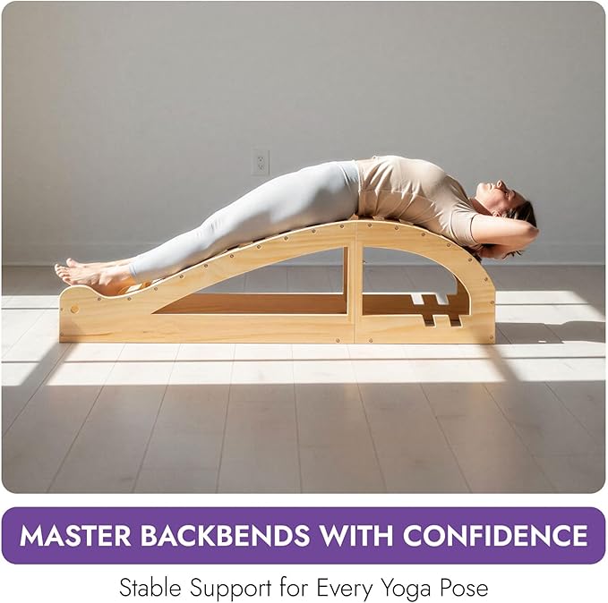 Iyengar Yoga Viparita Dandasana Bench – Wooden Back Bending Bench for Deep Stretching and Flexibility | Large Back Bender for Enhanced Support
