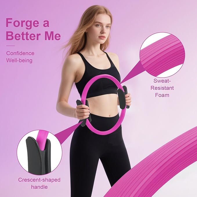 Pilates Essentials Kit-Home Pilates kit for Women with Pilates Ring and Ball,5 Resistance Bands for Beginners-Train Muscles, Flexibility & Core Strength