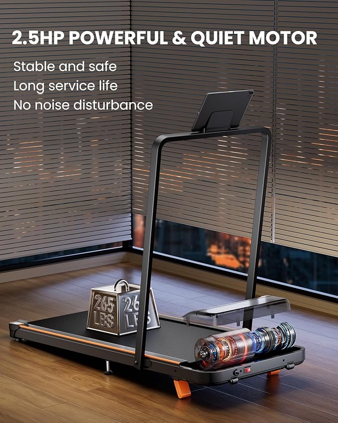Walking Pad, Under Desk Treadmill with Incline for Home Office 2.5HP Portable Walking Treadmill with 265 Lbs Weight Capacity Walking Machine, Remote Control, LED Display