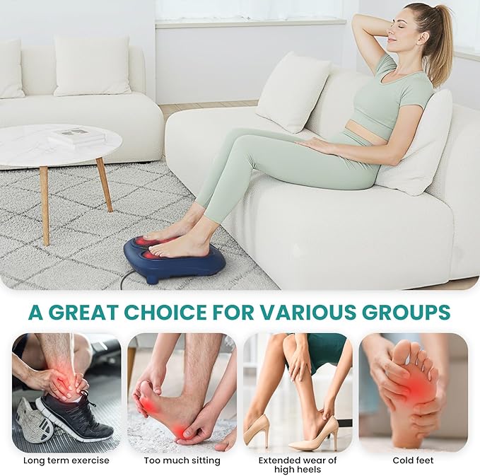Nekteck Foot Massager with Heat, Shiatsu Foot Massager for Neuropathy, Plantar Fasciitis, Electric Heated Foot Massage Machine for Pain Relief and Circulation, Gifts for Man Woman Her Him Birthday