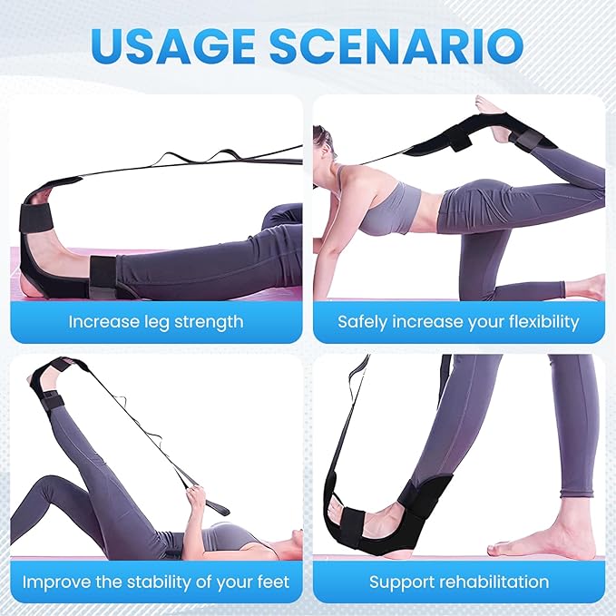 JIURUN Calf Stretcher and Foot Rocker for Plantar Fasciitis - Leg Stretching Strap, Hamstring and Calf Stretcher, Suitable for Stretching Legs and Thighs