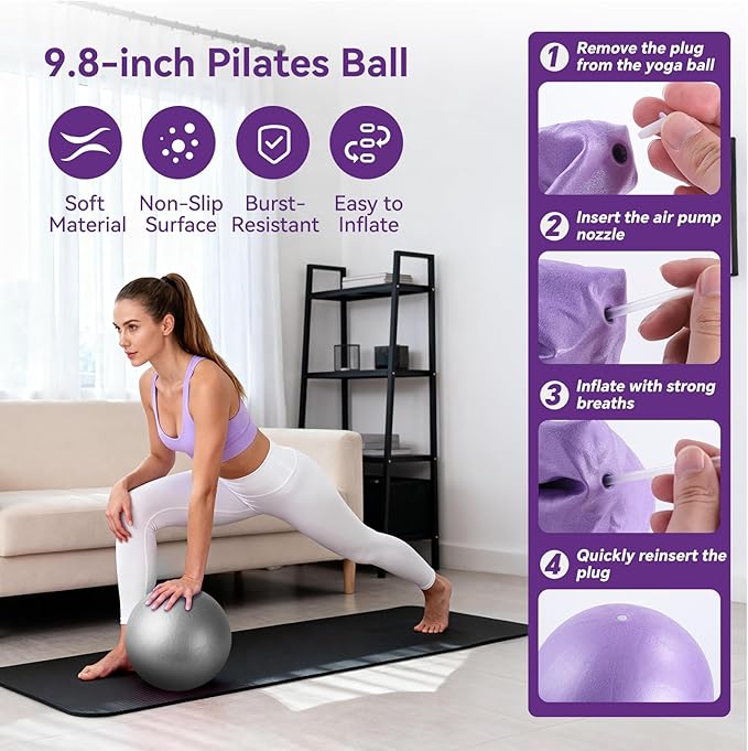 Pilates Kit for Women,15 Inch Magic Circle, 6 Multi-Level Resistance Bands,Yoga Ball Socks, Back Neck Stretcher ,14-Piece Full Body Toning Pilates Equipment for Beginners, 15 Min Daily Routine
