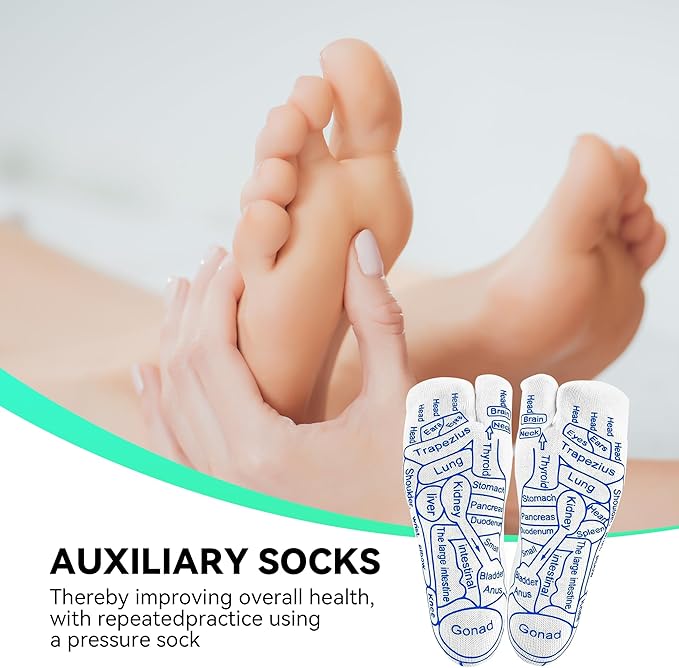 Reflexology Sock with Massage Tools Set, 2 Pairs Socks Acupuncture Trigger Point Foot Pain Relief Remedy Acupoint Birthday Gifts for Men (Men - B Set)