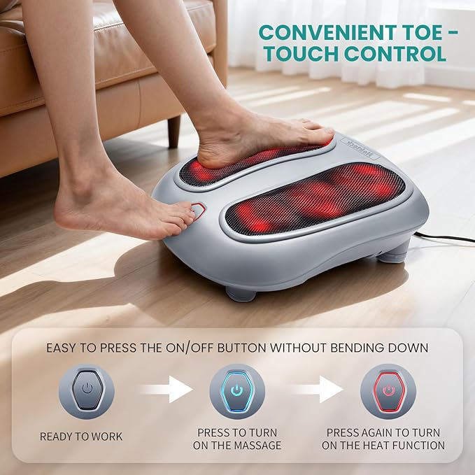 Nekteck Foot Massager with Heat, Heated Foot Massager for Plantar Fasciitis, Pain Relief and Circulation, Shiatus Electric Under Desk Feet Massager Machine, Gifts for Men Woman Him Her Mon Birthday