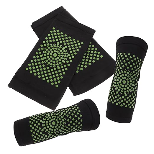 PartyKindom 4pcs Self-heating Knee Support Sleeves Thermal Compression Wraps for Joint Pain Relief Breathable Design for Sports Everyday Use for Arthritis Cold Weather