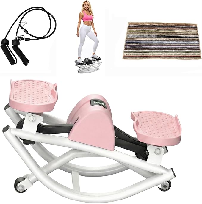 Mini Steppers for Exercise at Home, Rock Stepper Machine Side to Side, Portable Lateral Rocking Stepper with Resistance Bands, Low-Impact Home Workout Machine 330lbs Capacity, Stair Stepper Machine