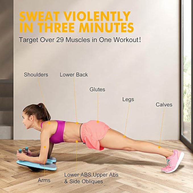 Plank Board, Core Trainer Balance Board, Pure Plank Board with Handles, Full-Body Workout, Home Fitness Equipment for Core Strength