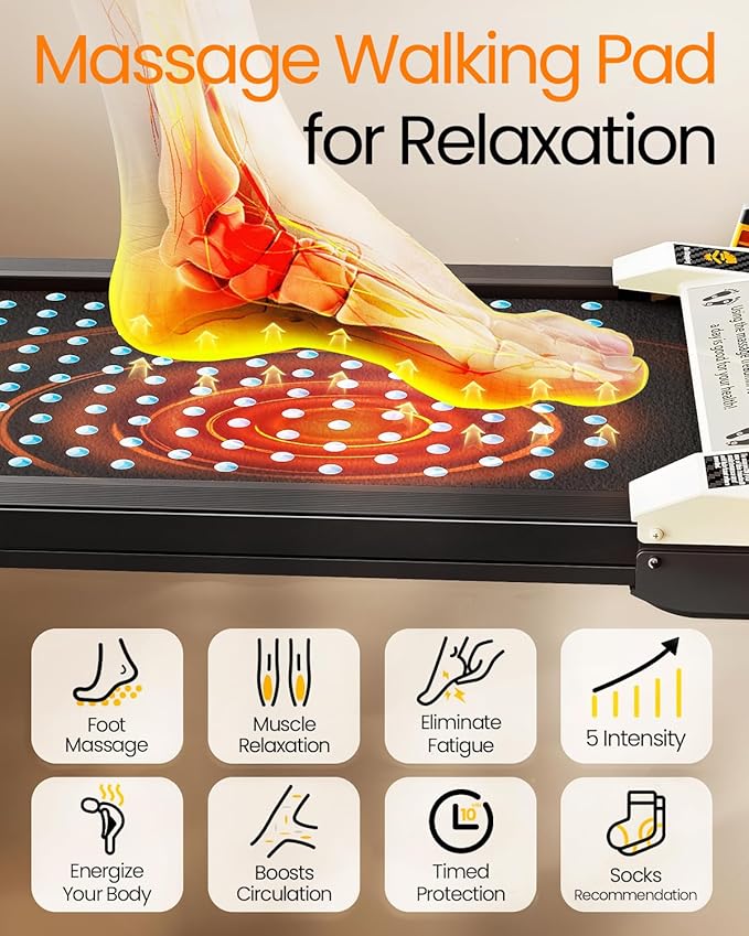 AKLUER Walking Pad with Incline - Dual-Sided 2 in 1 Under Desk Treadmill with Shiatsu Foot Massager, 330LBs Walking Pad Treadmills for Home and Office, LED Display and Remote Control