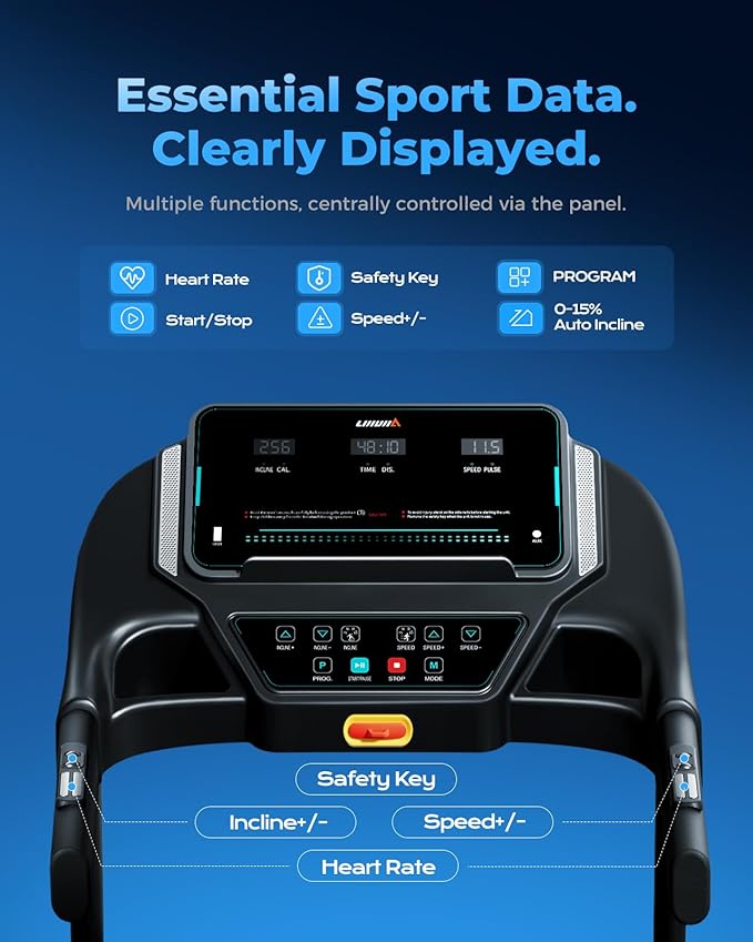 LIJIUJIA Treadmill for Home,Treadmills with 0%-15% Auto Incline,3HP Bushless,300 LBS,LED Display,Pulse Monitor