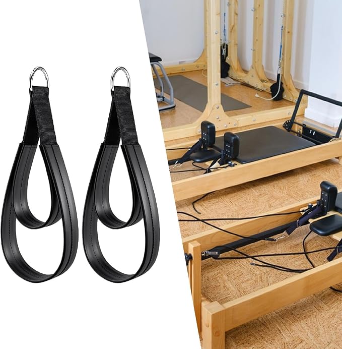 2Pcs Pilates Double Loop Straps for Reformer,Comfortable Grip Nonslip for Improve Flexibility Strength Dexterity Ankle Legs