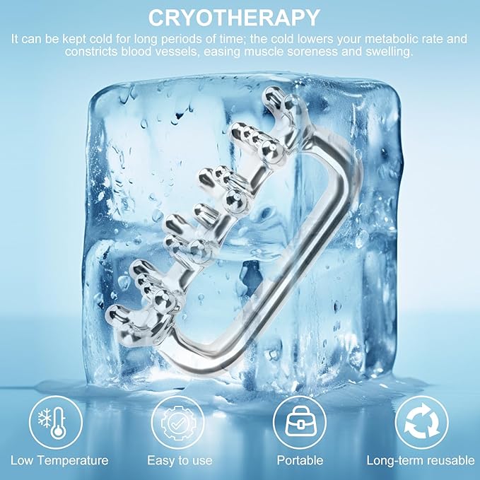 Fascia Massage Tool Stainless Ice Therapy Trigger Point Tools Cellulite Blaster Massage Tool for Shoulder Neck Facial Full Body Deep Tissue Myofascial Release and Tighter Skin Silvery