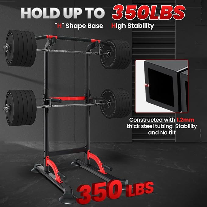 ZENOVA Pull Up Bar Dip Bar Power Tower Workout Dip Station Height Adjustable Free Standing Chin Up Bar for Men Women Teens 300LBS Weight Capacity