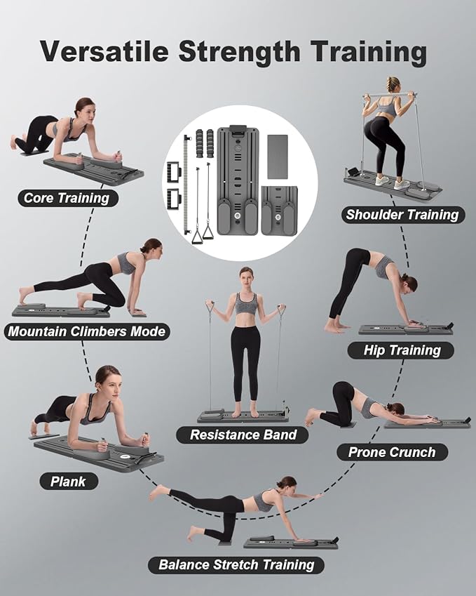 Pilates Board - Multi-Functional Pilates Reformer for Core & Abdominal Training, Top-Tier Pilates Equipment for Women’s Home Fitness