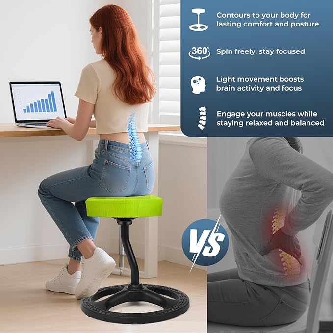 ADHD Chair for Kids, Yoga Chairs for Adults, Wobble Stool Active Flexible Seating Desk Chair with Non-Slip Base and Washable Seat Cover for Stability, Balance, Yoga, Office, School, Classroom