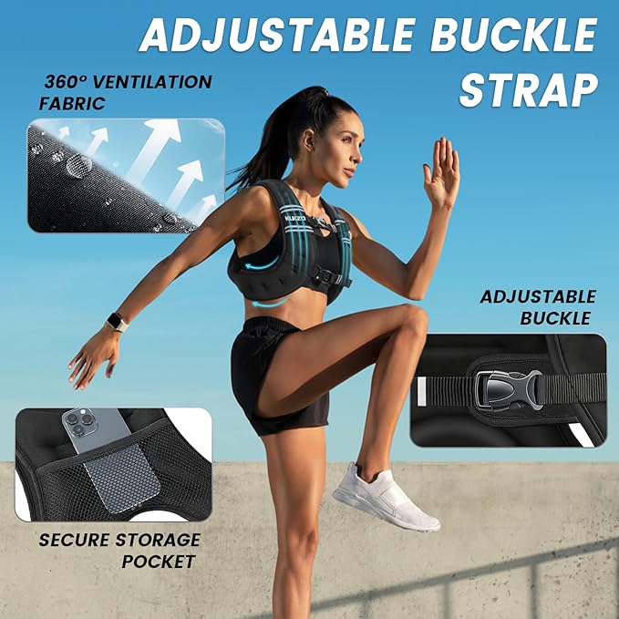 Weighted Vest Woman, 6/8/12/16/20/25/30 Lb Unisex Reflective Strength Training Weight Vest For Running, Jogging, Cardio & Workouts