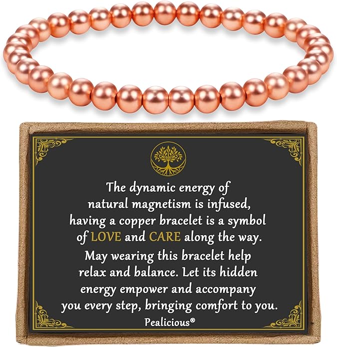 Copper Bracelet for Women and Men, Copper Magnetic Bracelet with 3500 Gauss Magnet Beads as Birthday Gifts, Hematite Jewelry Pulsera De Cobre para Mujer for Parents Anniversary Jewelry Gift