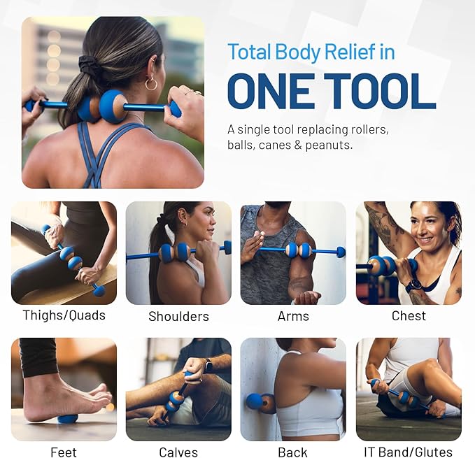 MOBO 7-in-1 Muscle Roller Stick – Full-Body Massage Roller for Myofascial Release, Trigger Point Therapy, Muscle Recovery, Deep Tissue Leg & Back Pain Relief, Physical Therapy, Gym & Travel Use